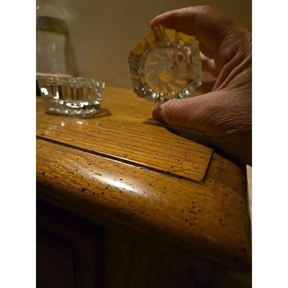 vintage glass salt cellars-Set of‎ 2
